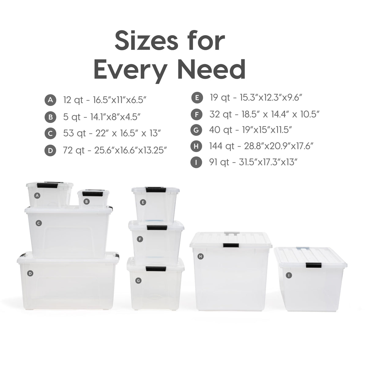 IRIS USA 6-Pack 54 Quart Storage Bins with Lids, Clear | Transparent design makes contents easy to find. Perfect for moving, blankets, clothing, and garage storage. Nestable design