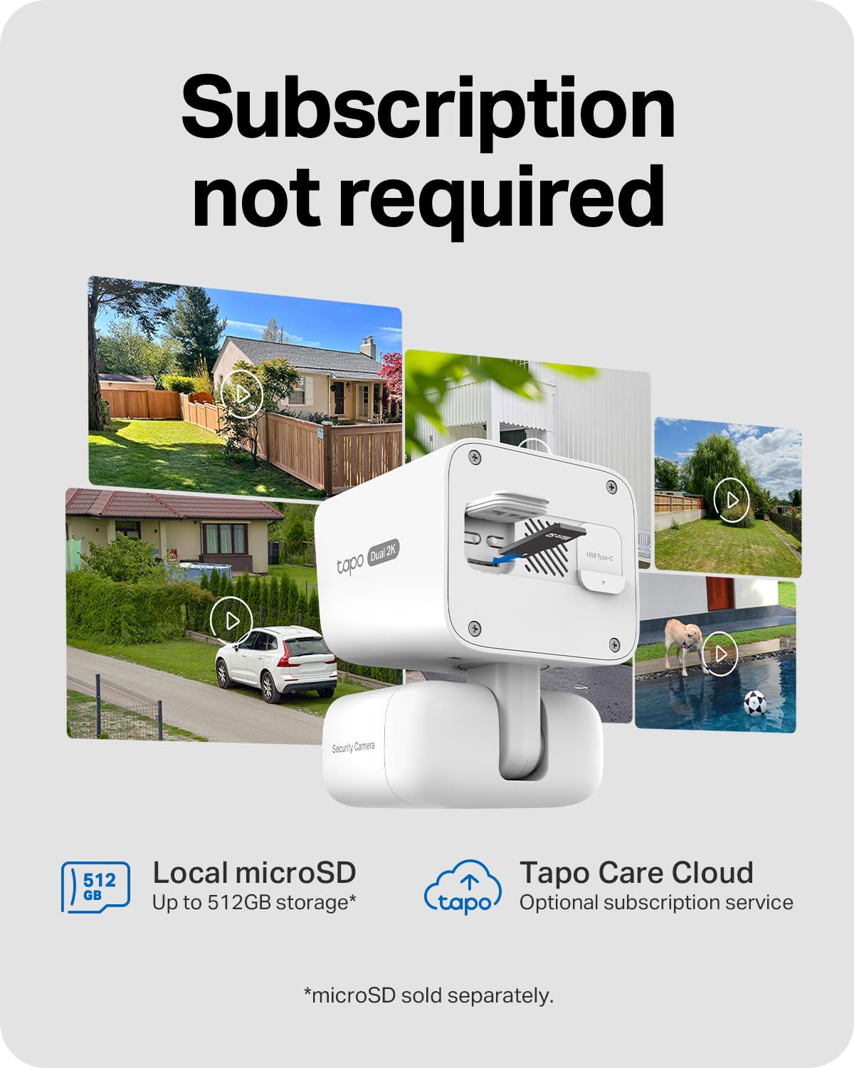 Tapo 2K Dual Lens Pan/Tilt Security Battery Camera w/Solar, C645D KIT | 165° Wide-Angle + 6mm Telephoto, Free Person/Vehicle Detection, 360° Pan, SD/Cloud Storage, Works w/Alexa & Google