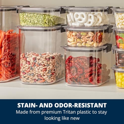 Rubbermaid Brilliance 12-Cup Airtight Food Storage Container, Perfect for Pantry Staples, Clear/Grey