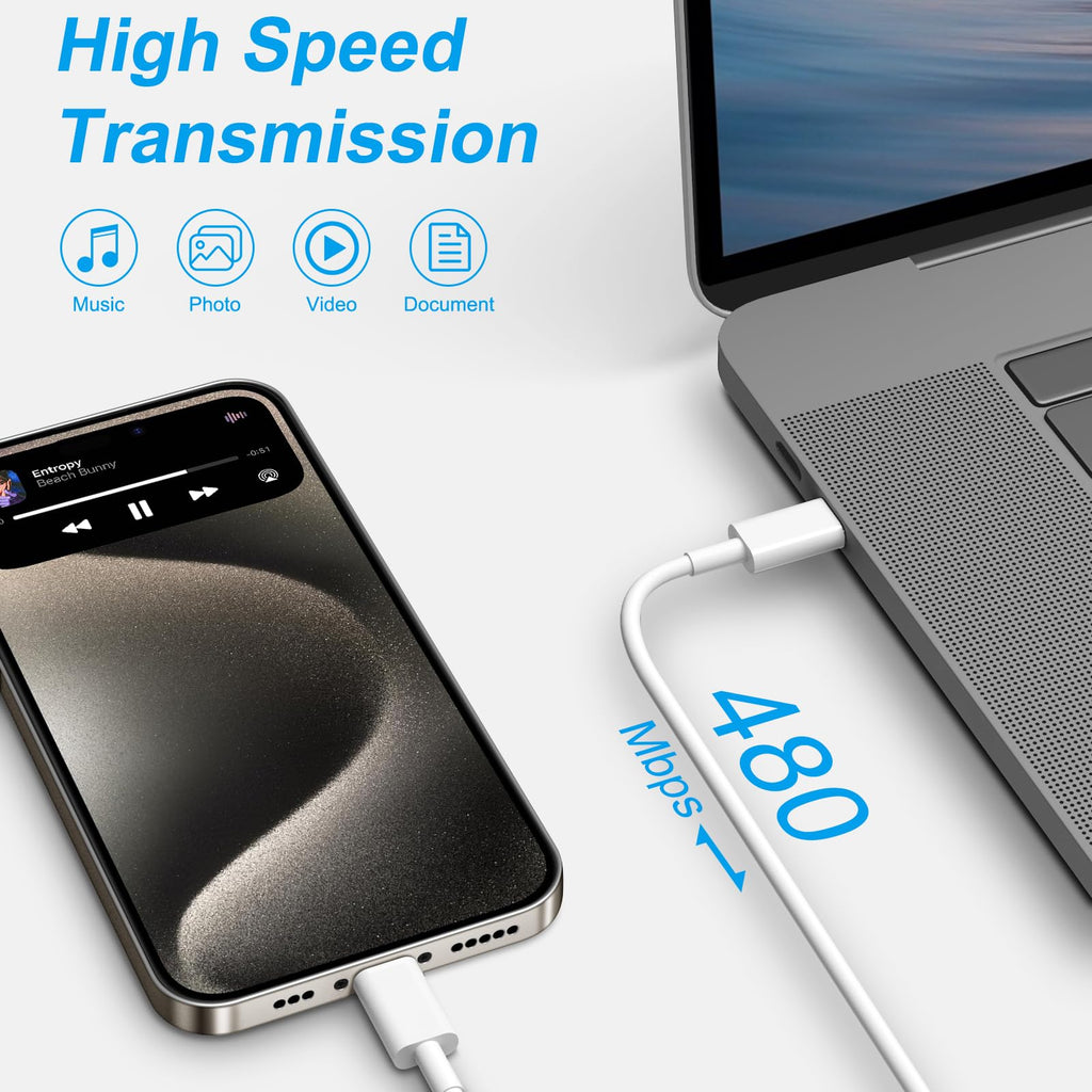 iPhone 18 17 16 15 Charger Fast Charging 10FT - 20W USB C Charger Block | Type C Charger Fast Charging with 10FT Extra Long USB C to C Cable for iPhone 18 17 16 15 Pro Max, Duo, iPad (White)