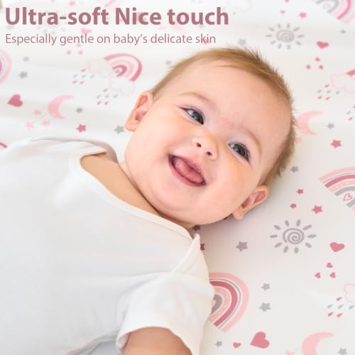 Baby Crib Sheets Girl, 3 Pack Toddler Bed Sheets Fitted 52”x28”
