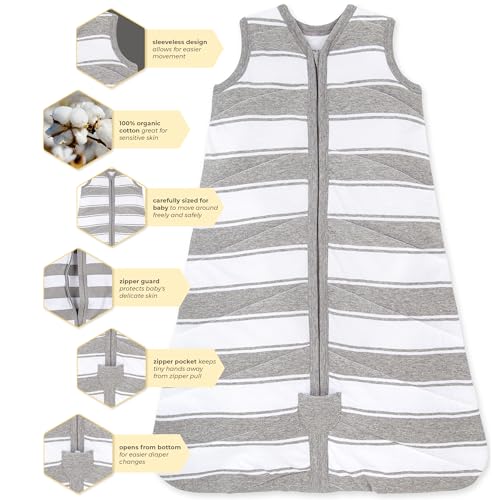 Burt's Bees Baby Infant Wearable Blanket, Organic Cotton Unisex Beekeeper - Light Weight 0.5 TOG or Medium Weight 1.5 TOG