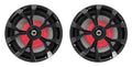 Rockville RKL80MB 8" Black 2-Way Marine Boat LED Speakers Pair | 900W Peak / 200W RMS, 4 Ohm, IP66 Waterproof, Red/Blue Beat-Sync LEDs, 40Hz-20kHz, Includes 16.4 Ft Wire and Grilles