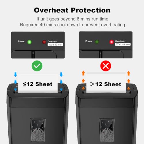 Bonsaii 12-Sheet Cross Cut Paper Shredder, 5.5 Gal Home Office Heavy Duty Shredder for Paper, Credit Card, Mail, Staples, with Transparent Window, High Security Level P-4 (C275-A)