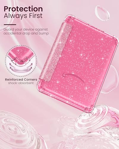 MoKo Case for 7" Kindle Paperwhite 12th Gen & Colorsoft 2024, Glitter Pink | Scratch-Proof, Sparkly Clear Back, Full Protection, Light Shell, Auto Wake/Sleep,for Kindle Paperwhite & Colorsoft 2024/2025