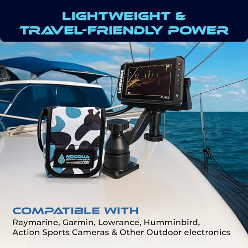 Nocqua Pro Power Kit - 12 Volt Lithium Battery with Charger - 10Ah | Battery Kit for GPS, Fish Finders & Depth Finders, Compact & Portable Kayak Battery Power for Marine Adventure & Kayaks