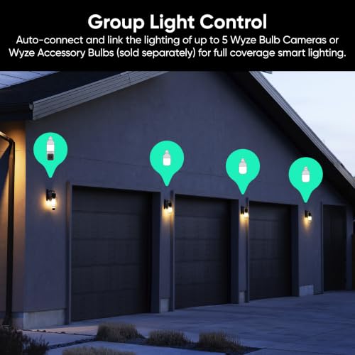 WYZE Bulb Cam - 2K HD Smart Light Bulb Security Camera, E26 Socket | Color Night Vision, 800-Lumen Dimmable LED, 160° Wide View, Motion Detection & Siren, Works with Alexa & Google Assistant