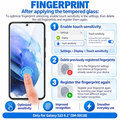 NEW'C for Samsung Galaxy S23 6.1" (SM-S911),Screen Protector Tempered Glass