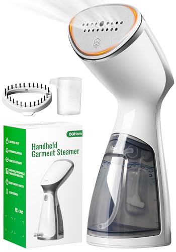 OGHom Portable Travel Handheld Steamer for Clothes, Garment Wrinkle Remover | White, 1000W Strong Penetrating Fabric Steamer, 150ML Water Tank, for Home, Office, Travel (ONLY FOR 120V)