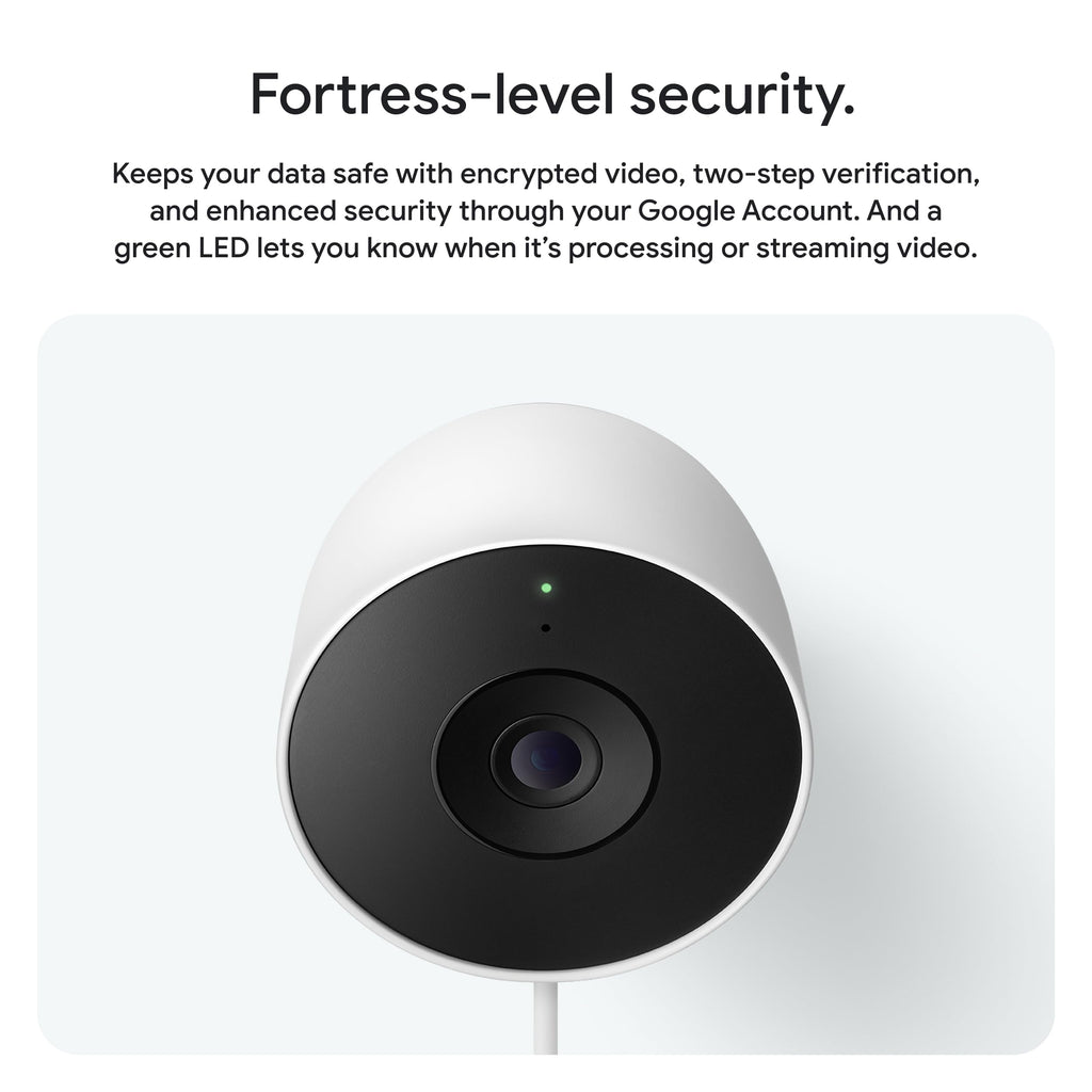 Google Nest Cam Outdoor (Wired, 2nd Gen) - Security Camera - 2025 - Snow | 2K video, motion detection, color night vision, 2-way audio, works with Google Home and Gemini, weather resistant