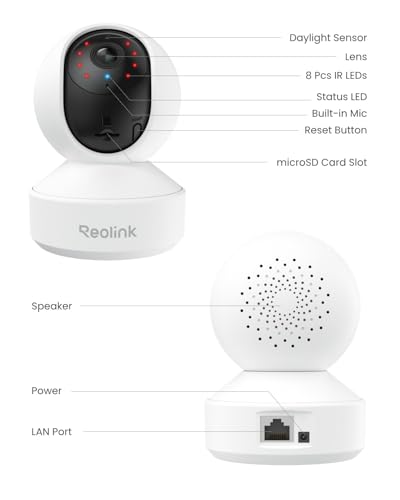 REOLINK E1 Pro 3K Dual-Band Wi-Fi Indoor Camera for Baby & Pet Monitoring | Auto Tracking, 5MP Night Vision Enhanced by F1.6 Aperture, Person/Pet/Baby Crying Detection, 2.4/5GHz Wi-Fi, Two-Way Audio