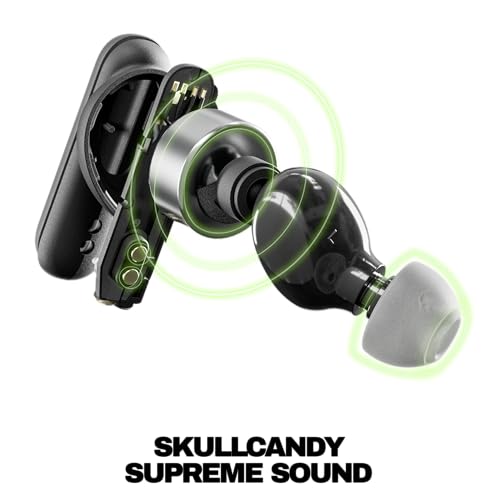 Skullcandy Smokin’ Buds Wireless Noise Isolating Earbuds - True Black | In-Ear Fit, Bluetooth, 20 Hours Battery, IPX4 Sweat and Water Resistant, Microphone for iPhone Android, Commuting, Studying
