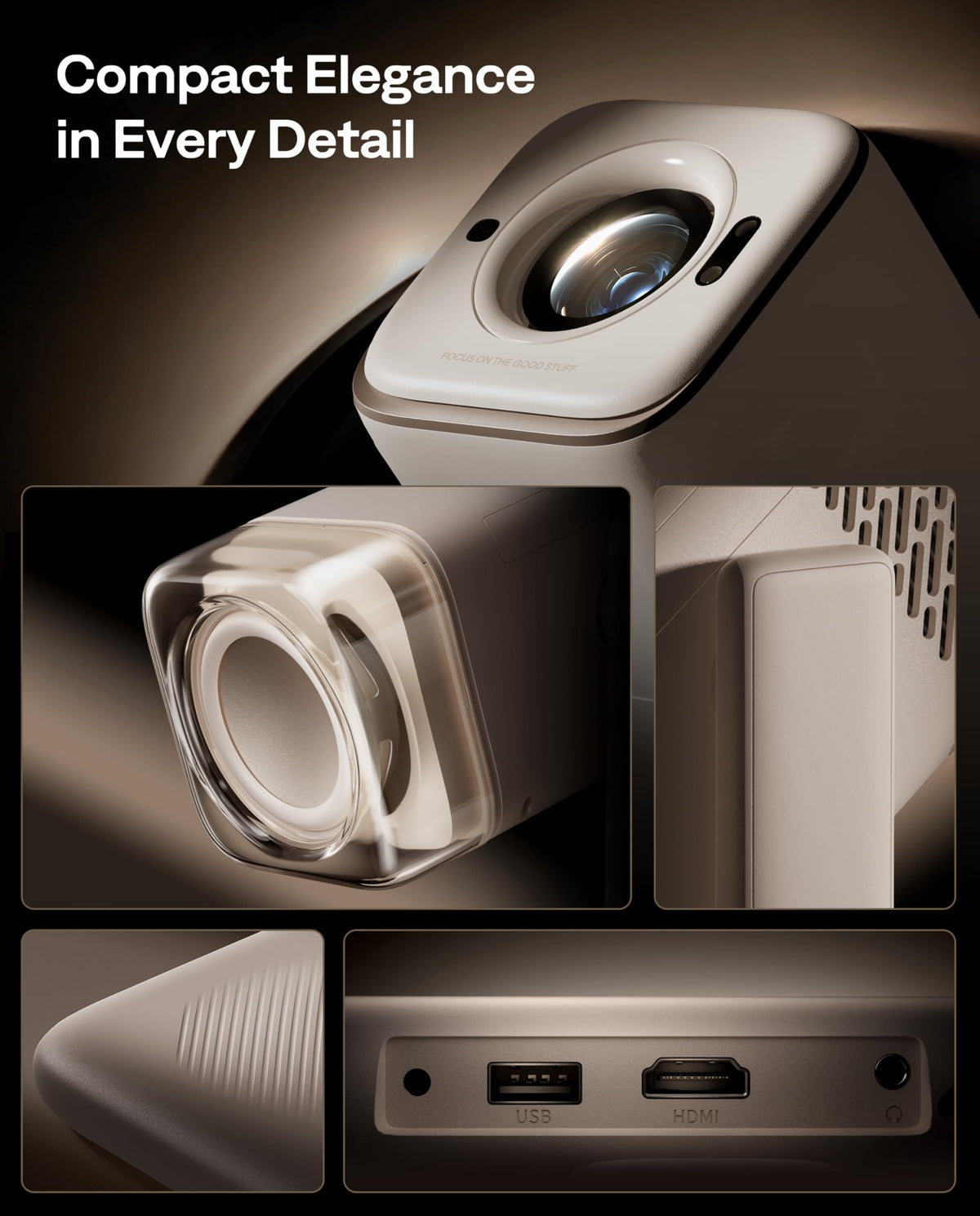 Aurzen BOOM Air Google TV Portable Projector with USB-C Powered, Off-White | Smart Projector with WiFi and Bluetooth, for Outdoor & Home Movie, 4K Supported, Real-Time Focus, Dolby Audio, Flexible Stand