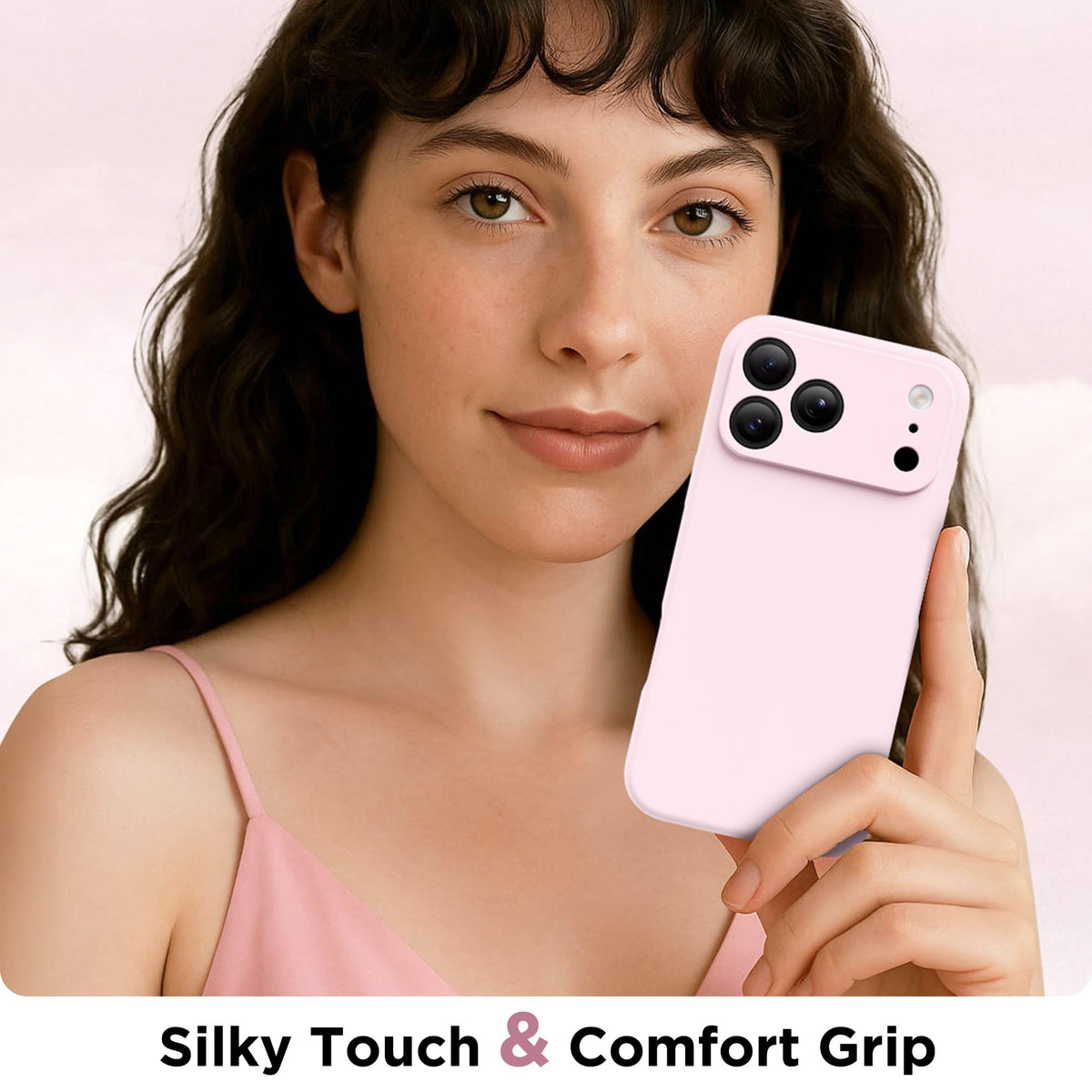 GolbinBox Magnetic for iPhone 18 Pro Case/17 Pro Case, Chalk Pink | Compatible with MagSafe, Camera Protection, Screen Protector, Silicone Shockproof Phone Case, Anti-Scratch Microfiber Lining
