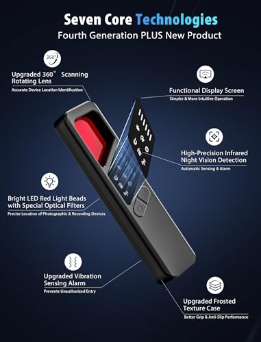7-in-1 Hidden Camera Detectors,Bug Detector, Hero Privacy Pen, rf Detector,GPS Tracker Detector,Anti spy Detector,Listening Device Detector in Travel,Car,Office,Hotel to Protect Privacy（ Black）