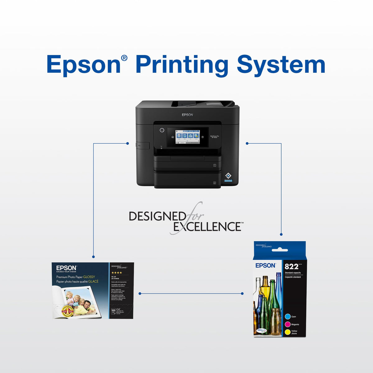 EPSON 822 DURABrite Ultra Ink High Capacity Black & Standard Color Cartridge Combo Pack (T822XL-BCS) Works with WorkForce Pro WF-3820,3823, 4820, 4830, 4833, 4834