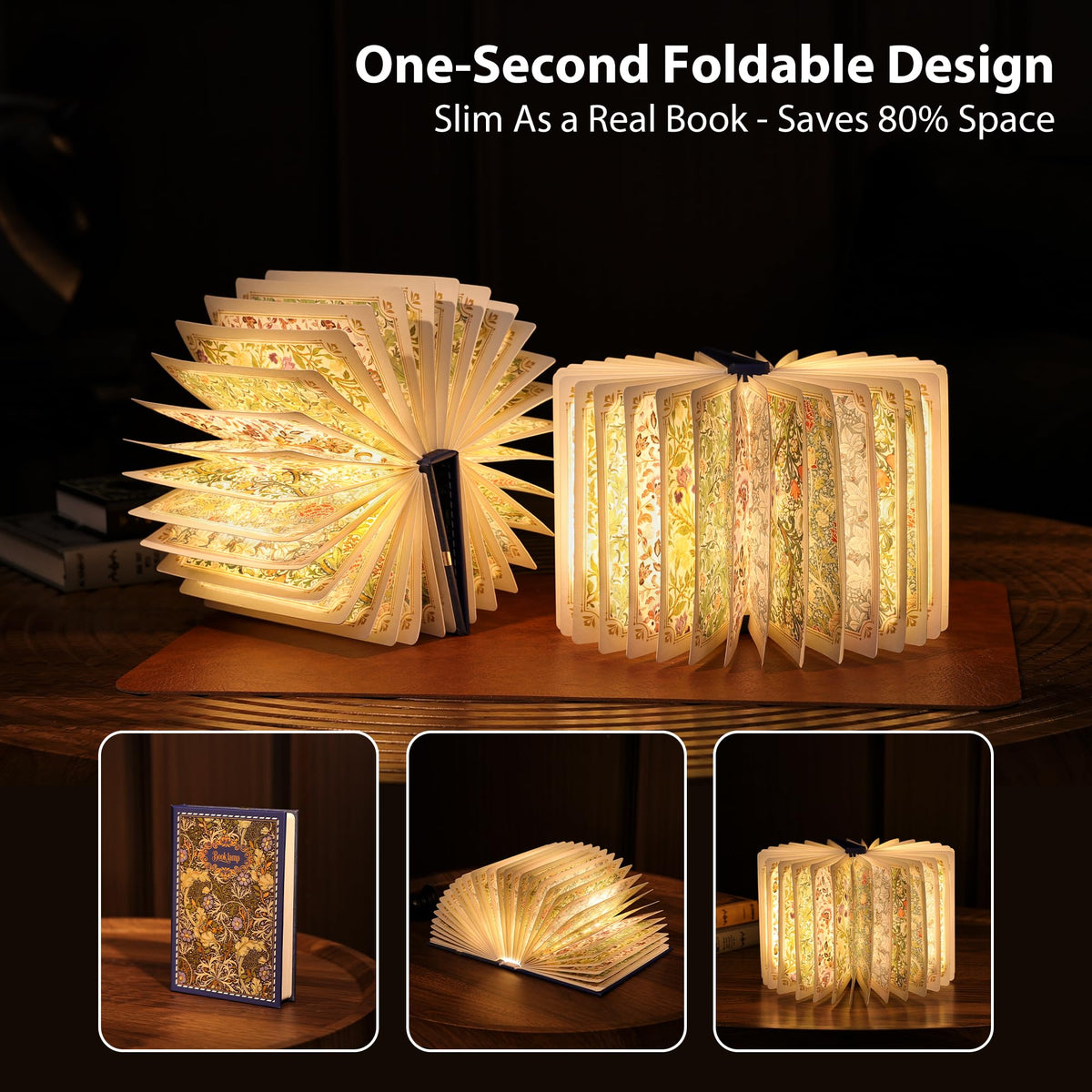 Ba suns Book Lamp Decor, Gift for Book Lovers, Rechargeable Book Light | Reading Light, Portable Paper Lamp with Touch Control, Decor for Home Library Bookshelf, Gift for Women Readers (Blue)