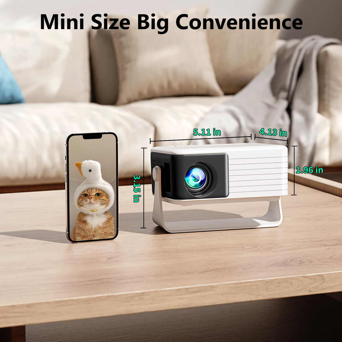 Yoton Y3 Mini Projector, Ultra-Compact 317g, 360° Stand, Auto Keystone | 50% zoom, 720P Native, 1080P Input Support, Portable Small Movie Projector Compatible with TV Stick/HDMI/USB/TF Card