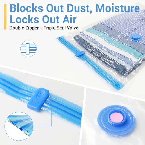 Fygrip 80% Space Saver Vacuum Storage Bags with Hand Pump, 20 Combo | Plastic Packaging Bags, Vacuum Seal Bags for Clothing, Travel Luggage, Blankets, Comforters