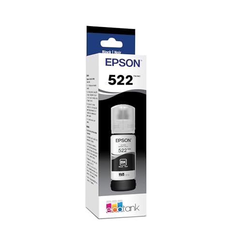 EPSON 522 EcoTank Ink Ultra-high Capacity Bottle Black (T522120-S) Works with ET-2720, 2800, 2803, 2840, 4700, 4800, 4810