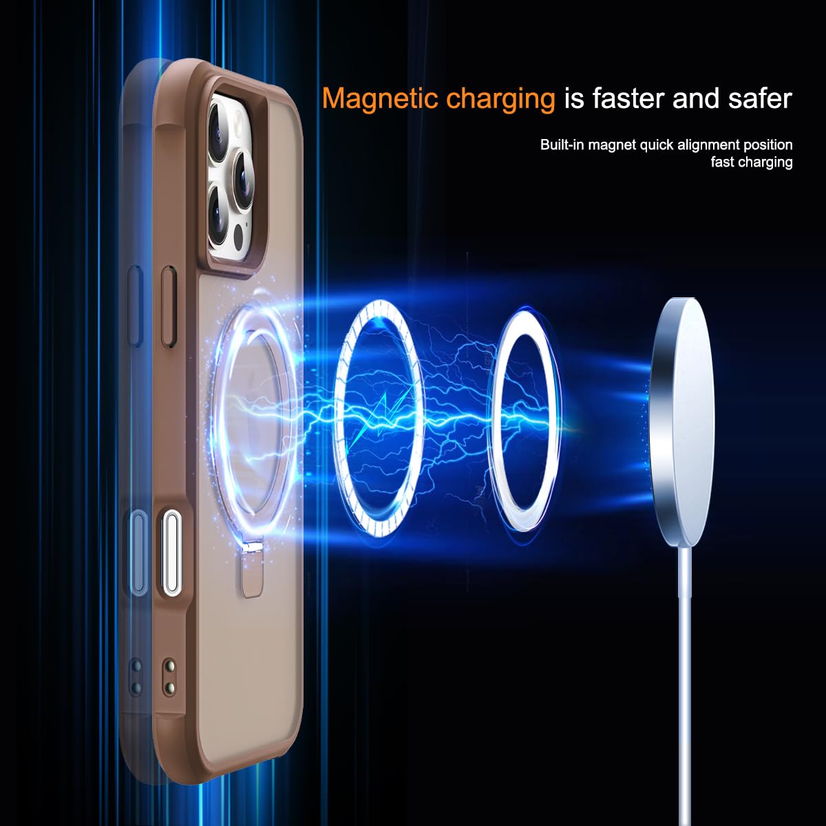SKYLMW Compatible with iPhone 16 Pro Max Case with Stand,Desert Brown | iPhone 16 Pro Max Phone Case 6.9",Magnetic Ring Stand,Compatible with MagSafe,Military-Grade Protection,Great Grip Feeling