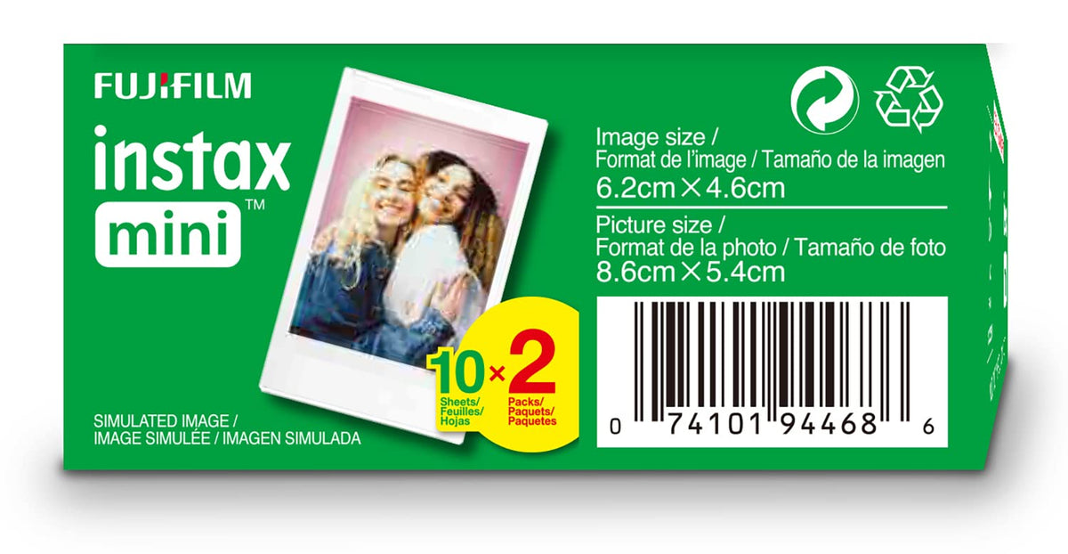 FUJIFILM Instax Mini Instant Film Twin Pack (White), 20 Photos | The instax film ensures sharp
