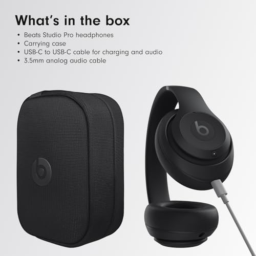 Beats Studio Pro Premium Wireless Over-Ear Headphones- Up to 40-Hour Battery Life, Active Noise Cancelling, Great for Travel & Commuting, USB-C Lossless Audio, Apple & Android Compatible -Black