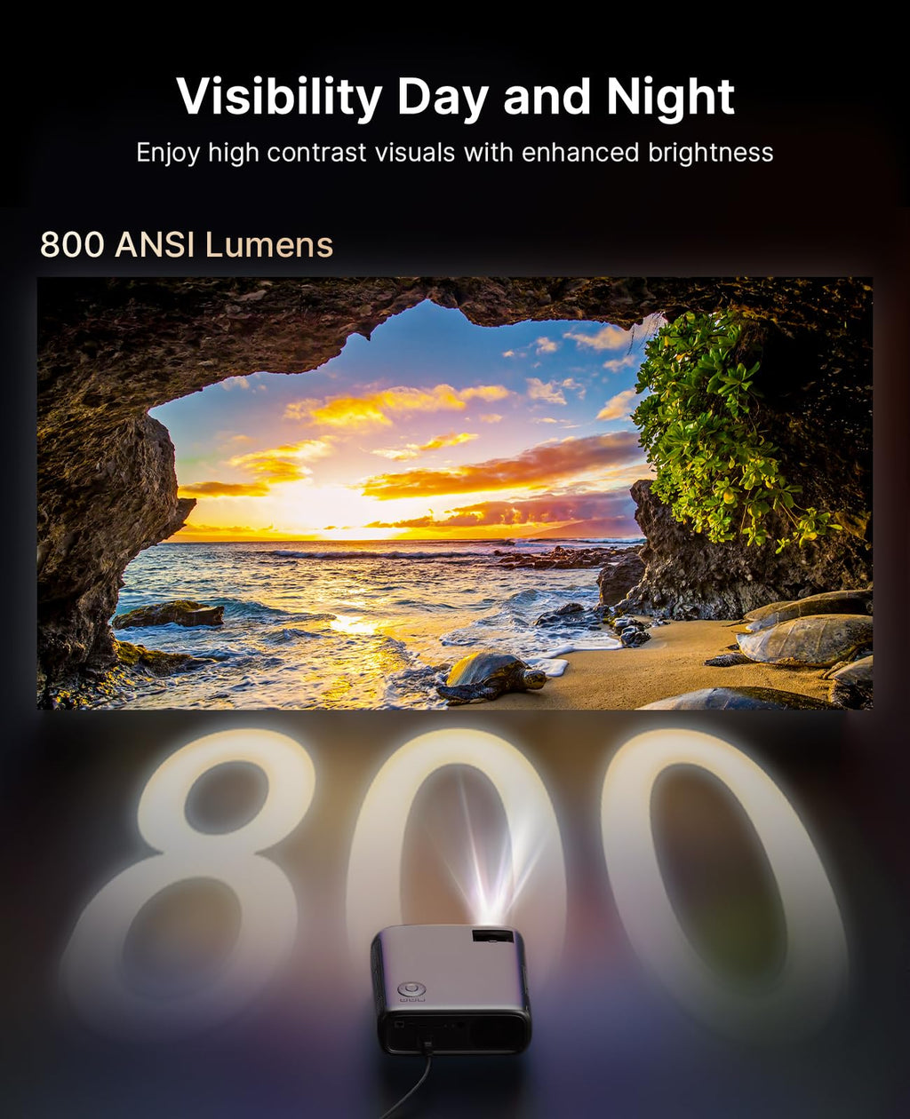 NexiGo PJ40 Pro Google TV Projector, Native 1080p, 4K Support, AI Image Enhancement, 800 ANSI Lumens, Smart Projector with Auto Keystone, 20 W Speakers, Backlit Remote, Wi-Fi & Bluetooth