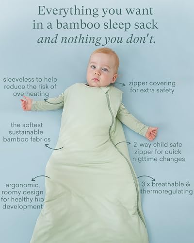 PurComfy Supersoft Bamboo Viscose Sleep Sack, 1.0 TOG Baby Sleeping Bag | Ideal For Sensitive Skin, 2-Way Zipper, All Season Baby Wearable Blanket, Neutral for Boy Girl
