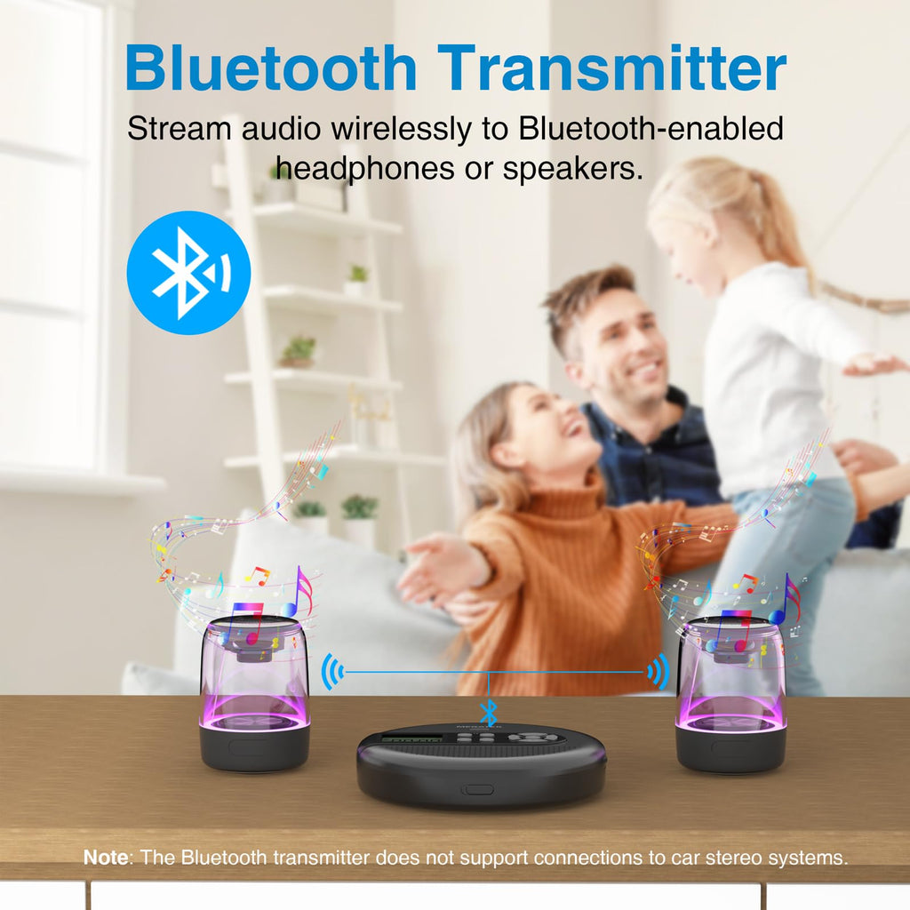 MEGATEK Portable CD Player with Bluetooth RX/TX, FM Transmitter & USB