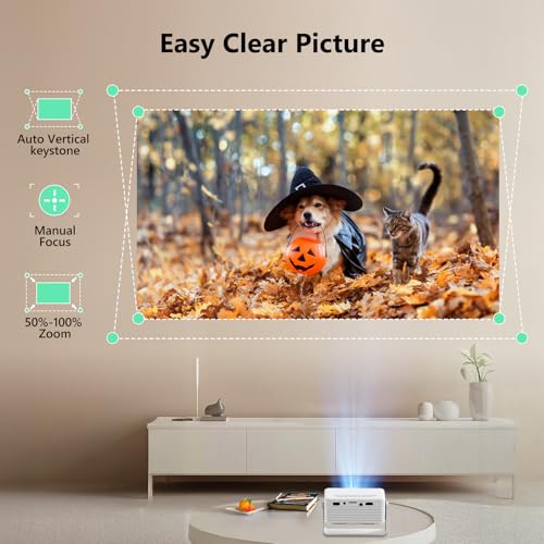 Yoton Y3 Mini Projector, Ultra-Compact 317g, 360° Stand, Auto Keystone | 50% zoom, 720P Native, 1080P Input Support, Portable Small Movie Projector Compatible with TV Stick/HDMI/USB/TF Card