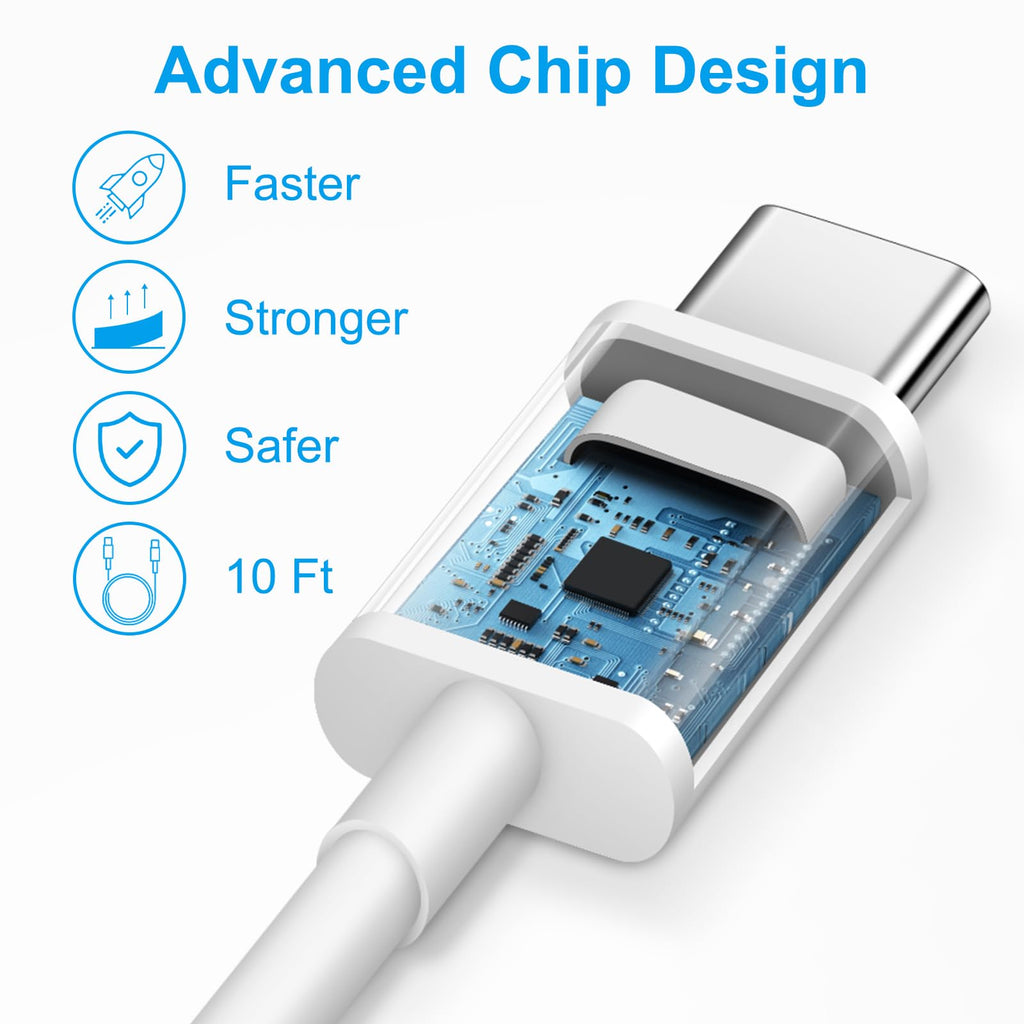 iPhone 18 17 16 15 Charger Fast Charging 10FT - 20W USB C Charger Block | Type C Charger Fast Charging with 10FT Extra Long USB C to C Cable for iPhone 18 17 16 15 Pro Max, Duo, iPad (White)