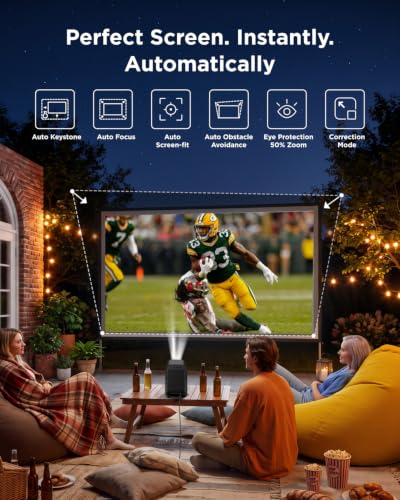 TCL C1 Smart Google TV Projector, WiFi and Bluetooth, 285° Rotating Gimbal | 1080P HDR10，Sealed Optical Engine, Auto Focus & Keystone, 4K Support, Dolby Audio, Portable for Home/Outdoor Movies