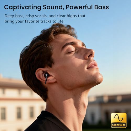 TOZO OpenEarRing Open Ear Earbuds 40H Bluetooth 5.4 Lightweight Comfort | Open Ear Clip On Wireless Earbuds with Smart Digital LED Display, Stable Connection, Secure Fit for Driving Workout Black