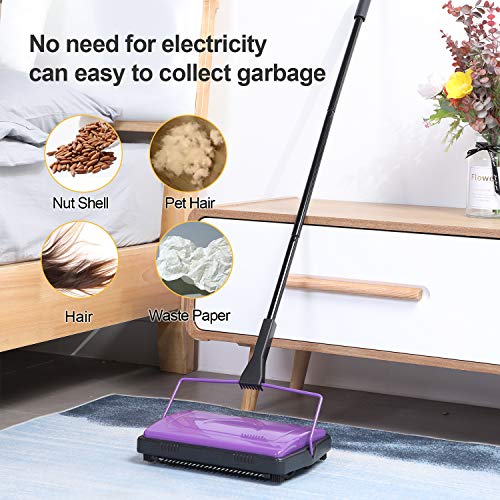 Yocada Carpet Sweeper Cleaner Manual Household Sweeper Lightweight | Hand Push Non-Electric for Home Office Low&Undercoat Carpets Rugs Pet Hair Dust Scraps Paper Rubbish Cleaning with a Brush