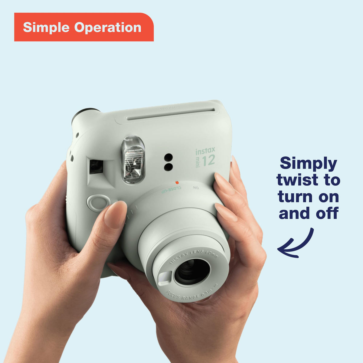 Fujifilm Instax Mini 12 Instant Film Camera - Pastel Blue | Instax Mini 12 with automatic exposure and selfie mirror for photography, scrapbooking and gifting