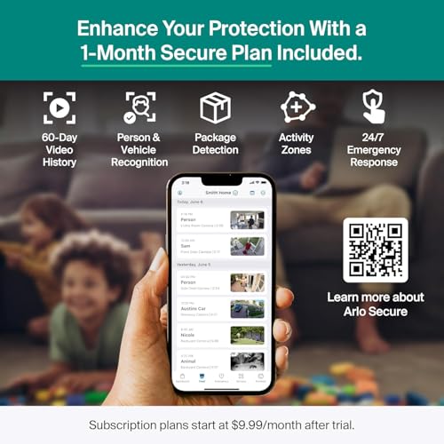 Arlo Essential Wireless Security Camera 2K (3rd Gen) - 2-Cam | Rechargeable home security camera; 2K & color night vision; Person, vehicle & animal detection; 1-mo Secure plan incl.