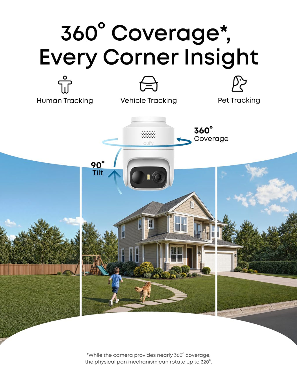 eufy Security eufyCam C37, Solar Cameras Wireless Outdoor,2K Resolution | 360° Pan & Tilt AI Tracking, Human/Pet/Vehicle Detection, Flexible Solar Panel, Color Night Vision, No Monthly Fee