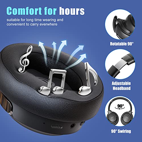 BERIBES Bluetooth Headphones Over Ear Wireless HiFi Stereo Headsets 65H 6EQ | Bluetooth 6.0,with Built-in HD Mic,Foldable Lightweight,Comfort Fit,Fast Charging,Deep Bass for Home Office Cellphone PC Ect.