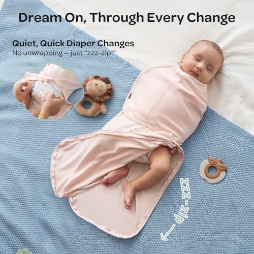 Momcozy Swaddles for Newborns, Quiet Fastener Swaddle for Infant 0-3 Months | New-Parent-Friendly Sleep Sack, Reduce Startle Reflex, Newborn Boys Girls Registry Essentials, 2-Pack, Bloom