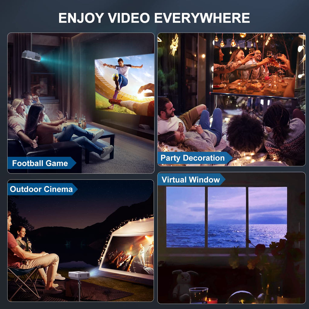FUDONI Projector with 5G WiFi & Bluetooth, Native 1080P 18000L Portable | Compact Outdoor Movie Projector, Home Theater, Built-in Speaker, HDMI USB AV, Works with Firestick, Laptop, iOS, Android, PS5