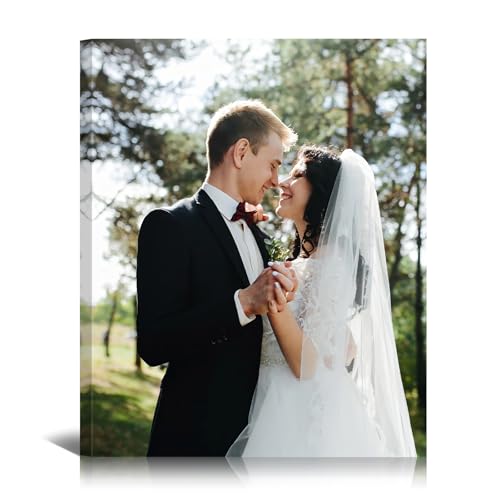 Custom Canvas Prints with Your Photo, Personalized Picture Wall Art 8x10in | Ship Next Day, Custom Photo Gifts for Mom Dad Pet Couple Family Wedding Anniversary, Floating Frame Available, Ready to Hang