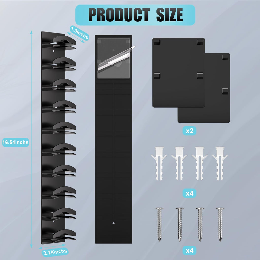 Hat Organizer for Baseball Cap 2Pack, Hold up to 20 Hat Adhensive for Wall | Hat Rack Hanger Display for Door Closet, Cap Organizer Storage Multilayer Adhesive or Screw Mount, Space-Saving Design-Black