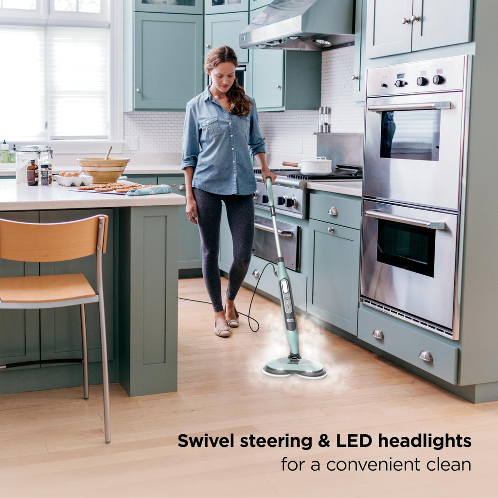 Shark Steam & Scrub Steam Mop, All-in-One Hard Floor Cleaner, Grey, S8001 | LED Headlights, 4 Dirt Grip Soft Scrub Pads Included, XL Water Tank, Swivel Steering