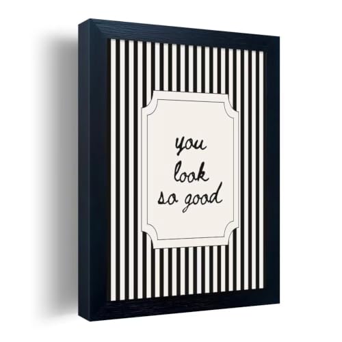 Black and White Bathroom Wall Art You Look So Good Framed Black Striped Bathroom Decor Modern Minimalist Canvas Print Painting Artworks for Wall