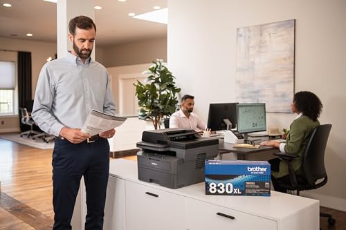 Brother TN830XL Toner Cartridge, Genuine Black High Yield | Compatible with DCP-L2640DW and HL-L2460DW; yields up to 3,000 pages for monochrome laser printers