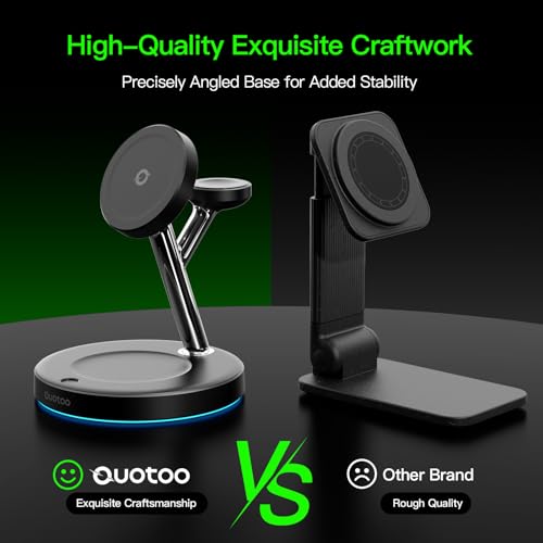 3 in 1 Mag-Safe Wireless Charger Stand for iPhone Apple Watch AirPods | Adjustable Blue Ambient Light,15W Magnetic Charging Station for iPhone 17 16 15 14 13 12 Series wireless charging station