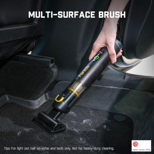 Fanttik Slim V10 APEX Cordless Car Vacuum, 4-in-1 Portable Mini Handheld Vac, Upgraded Smart Digital Display, 19kPa Suction Power, 2 Suction Modes for Small Jobs, Car, Office Desk, Keyboards (Black)