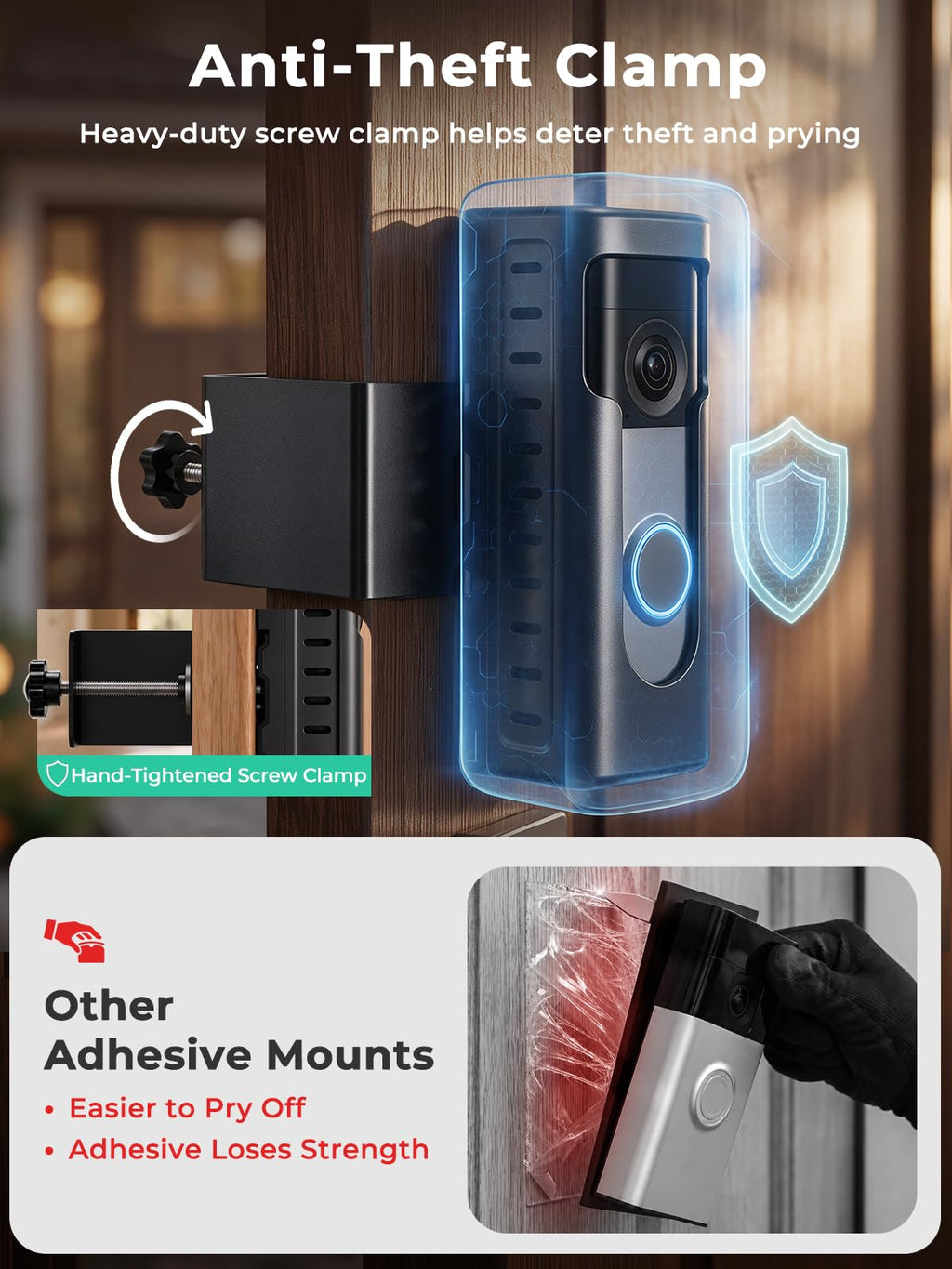 KIMILAR Anti-Theft Doorbell Mount Compatible with Ring/Blink(2026 Release) | No-dirll Doorbell Kits for 2026 Ring/Blink Battery Doorbell, Full-Coverage Doorbell Camera Mount for Apartments, Rentals