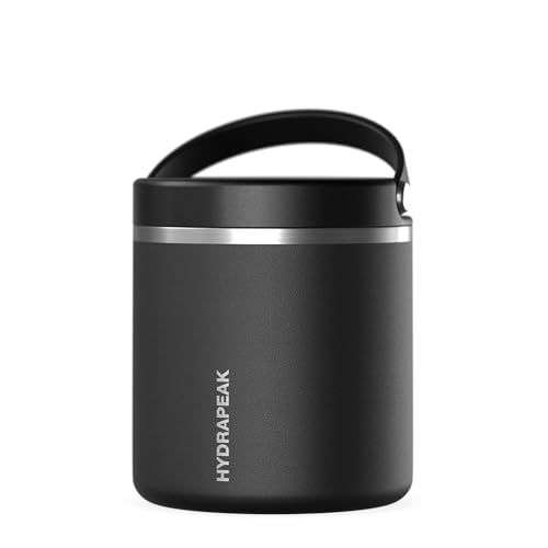 Hydrapeak 25oz Stainless Steel Vacuum Insulated Food Jar for Hot Food and Cold Food, Wide Mouth Leak-Proof Soup Jar for Adults, 10 Hours Hot and 16 Hours Cold (Black)